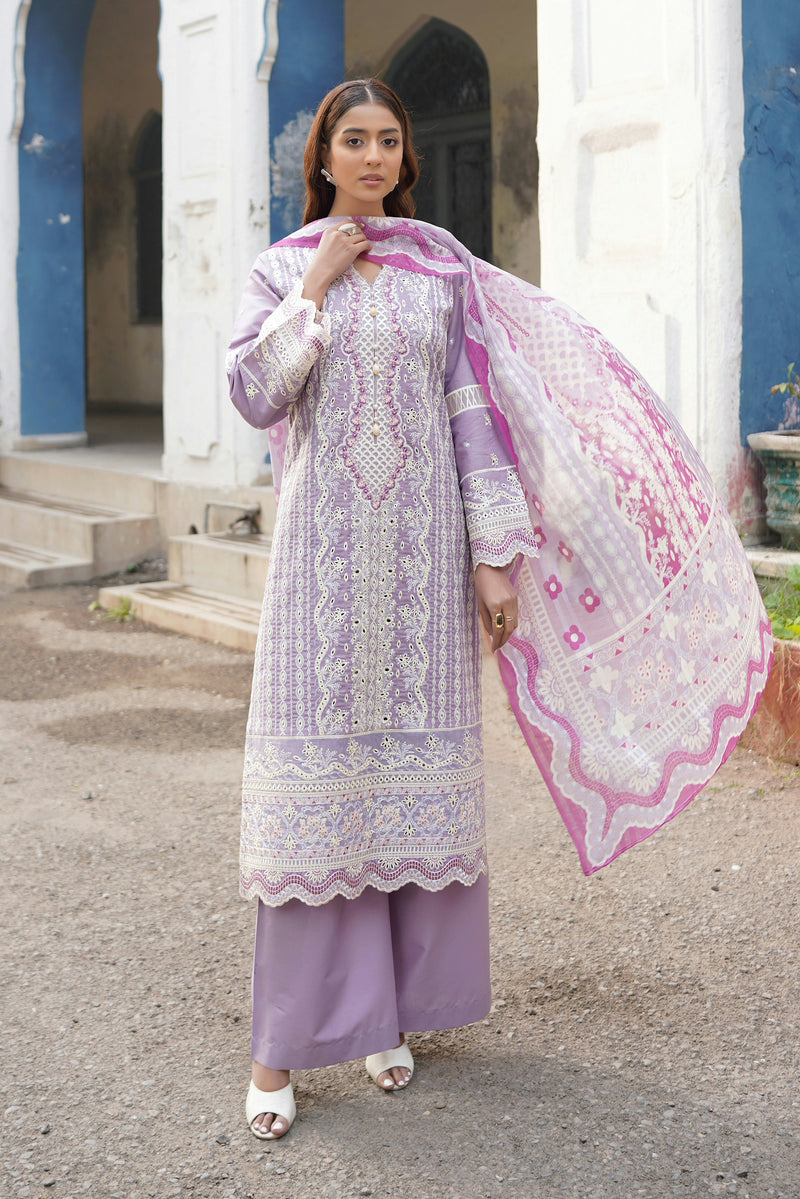Embroidered Summer Cotton Suit-3 Piece Stitched