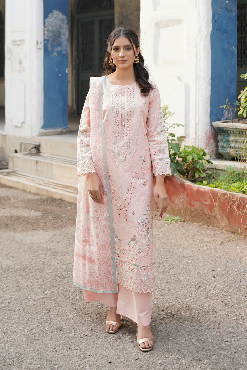 Embroidered Summer Cotton Suit-3 Piece Stitched