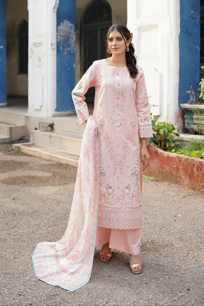 Embroidered Summer Cotton Suit-3 Piece Stitched