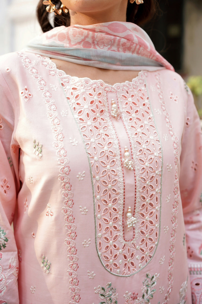 Embroidered Summer Cotton Suit-3 Piece Stitched