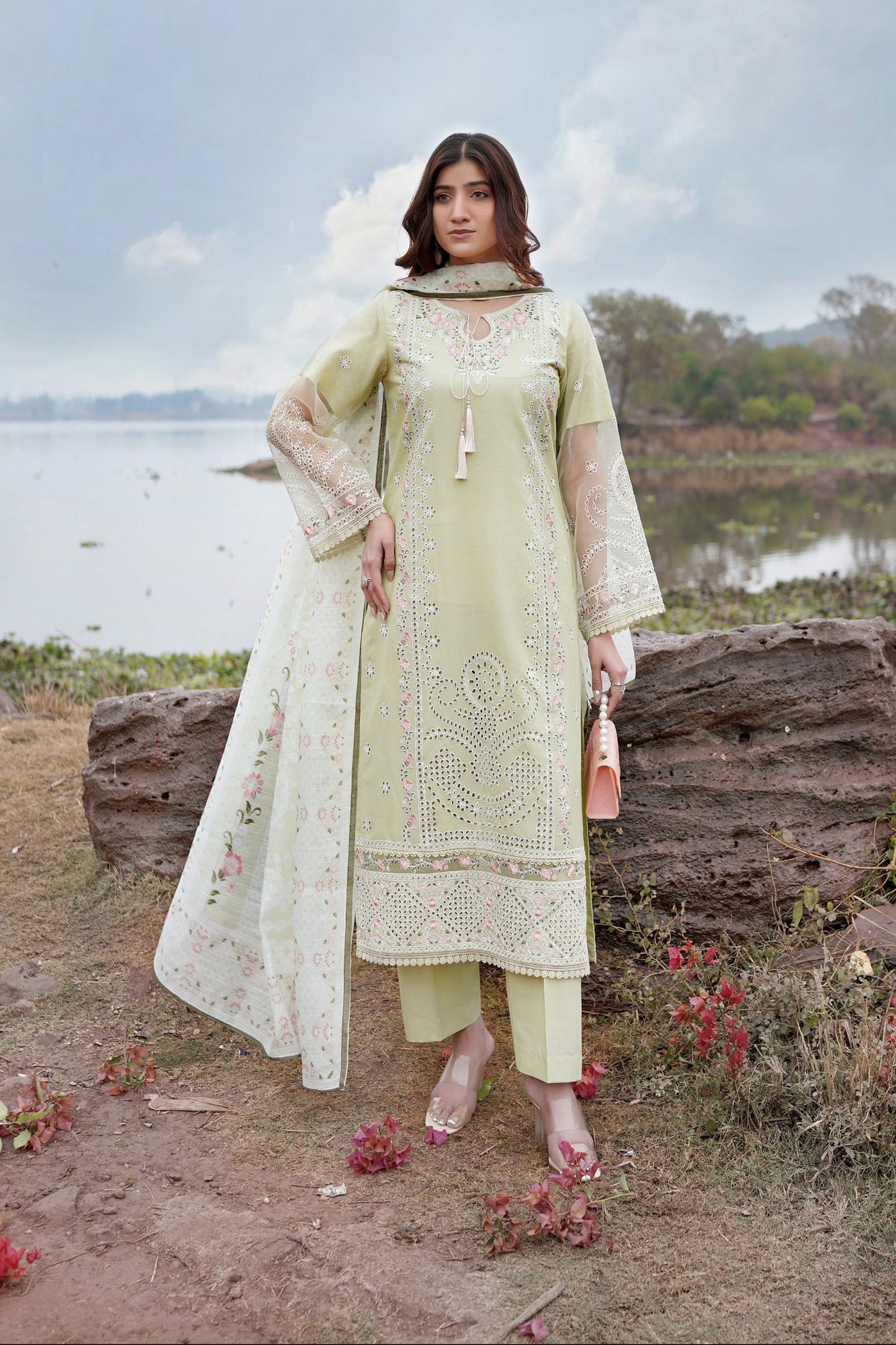 3 Piece Embroidered Suite-Stitched