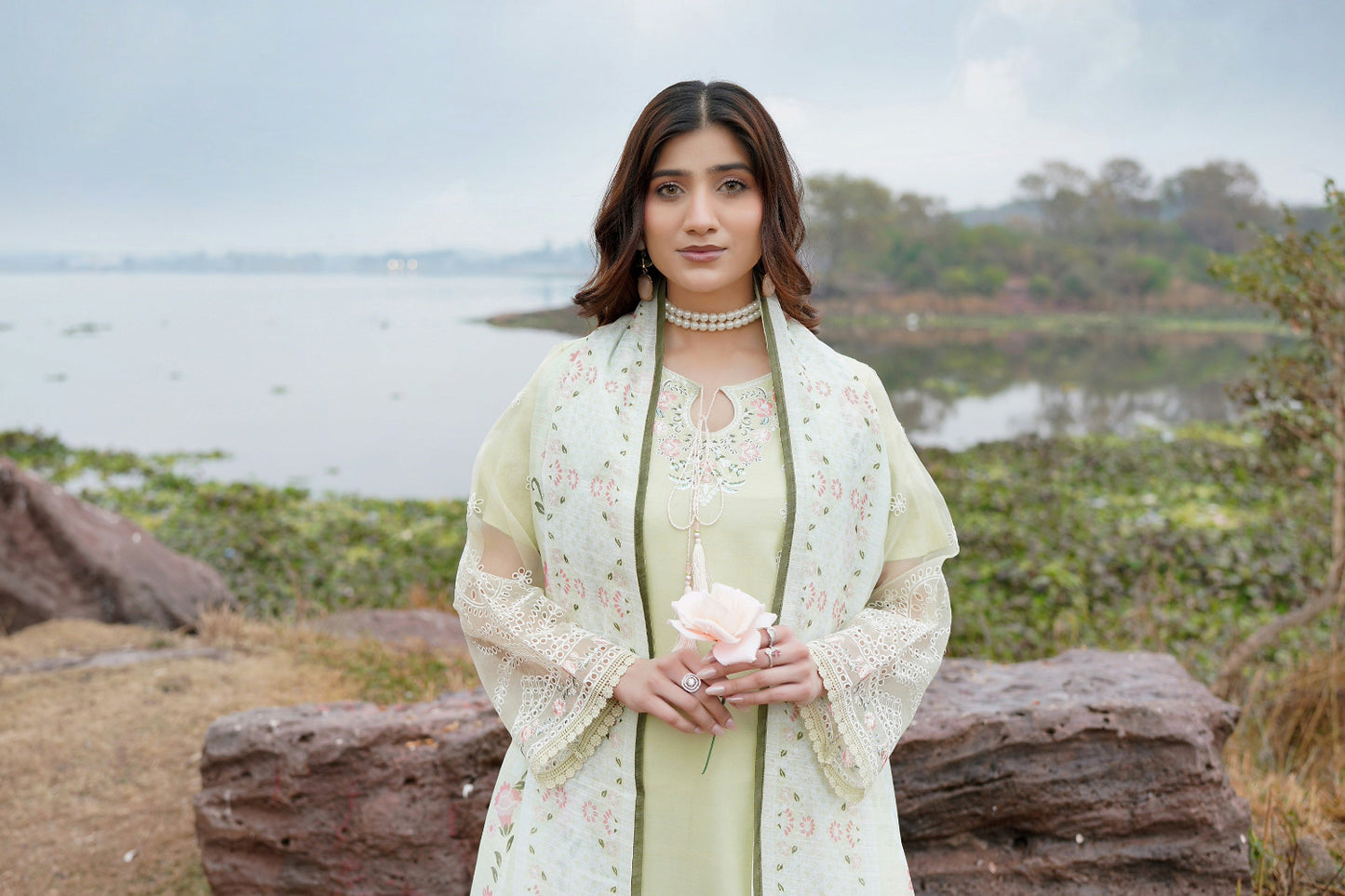 3 Piece Embroidered Suite-Stitched
