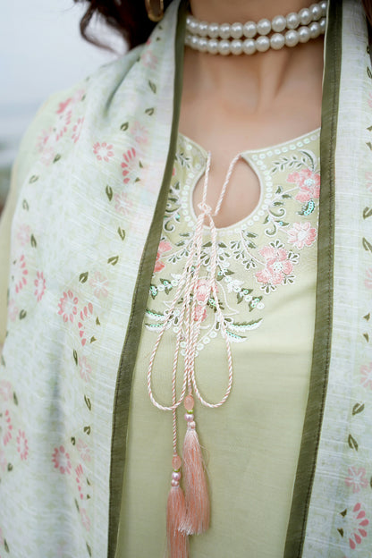 3 Piece Embroidered Suite-Stitched