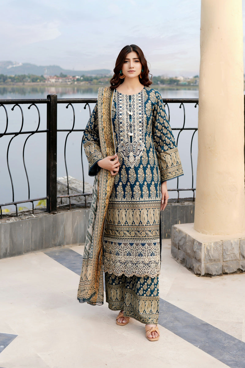 Embroidered 3 Piece Suite-Summer Cotton