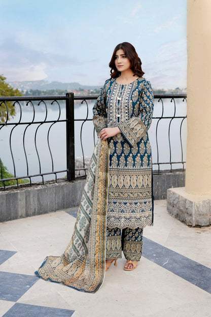 Embroidered 3 Piece Suite-Summer Cotton