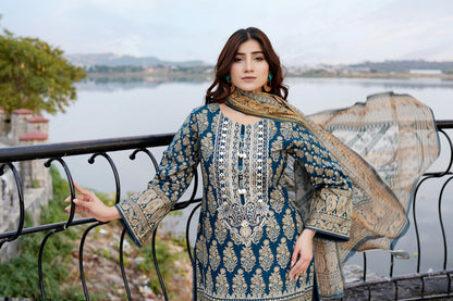 Embroidered 3 Piece Suite-Summer Cotton