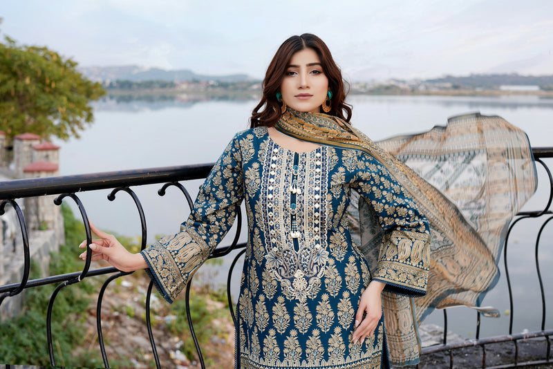 Embroidered 3 Piece Suite-Summer Cotton