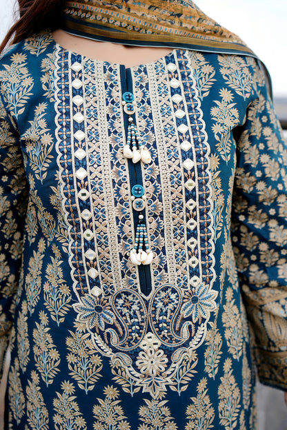 Embroidered 3 Piece Suite-Summer Cotton