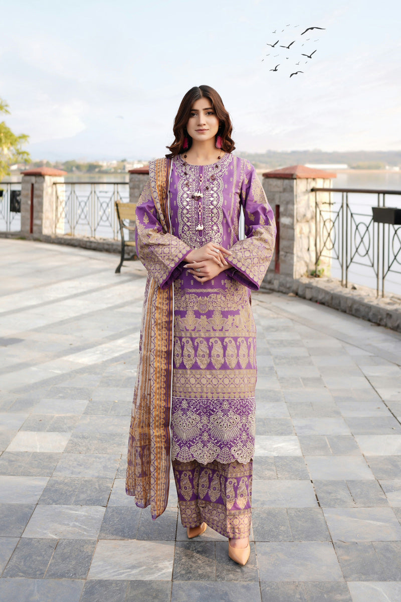 Embroidered 3 Piece Suite-Summer Cotton