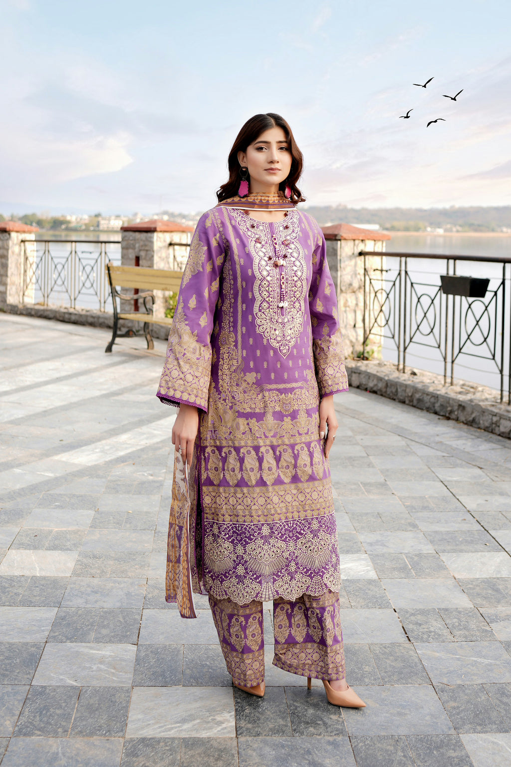 Embroidered 3 Piece Suite-Summer Cotton