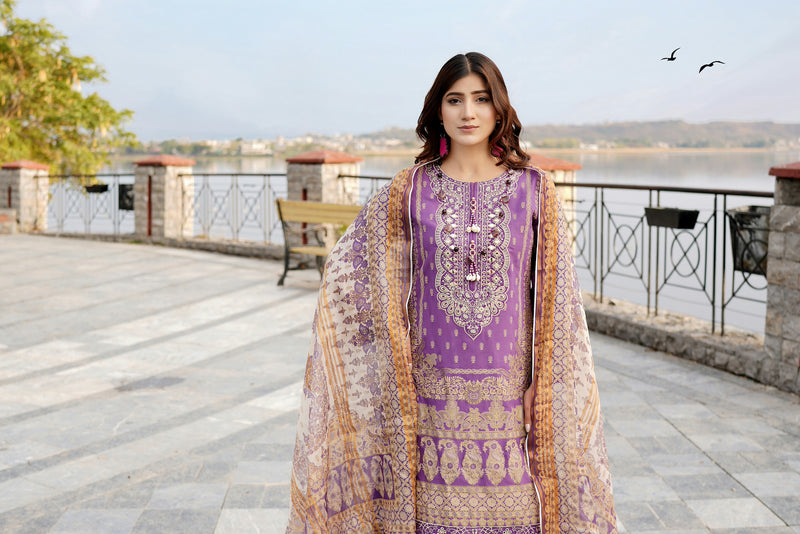 Embroidered 3 Piece Suite-Summer Cotton