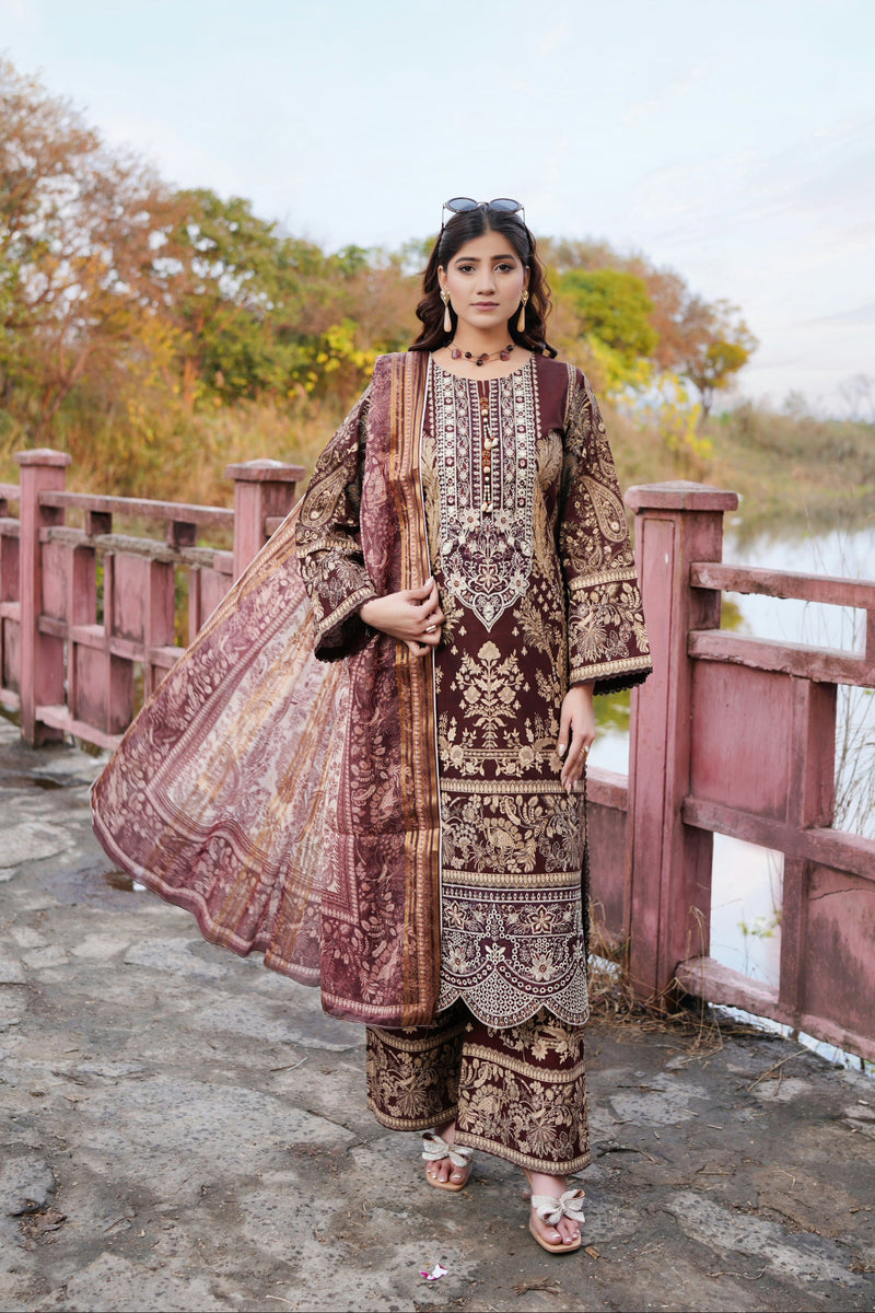 Embroidered 3 Piece Suite-Summer Cotton