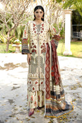 Embroidered 3 Piece Ivory Cream Suite With Floral Print