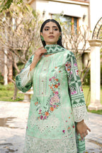 3 Piece Embroidered Mint Green Suit-Farshi