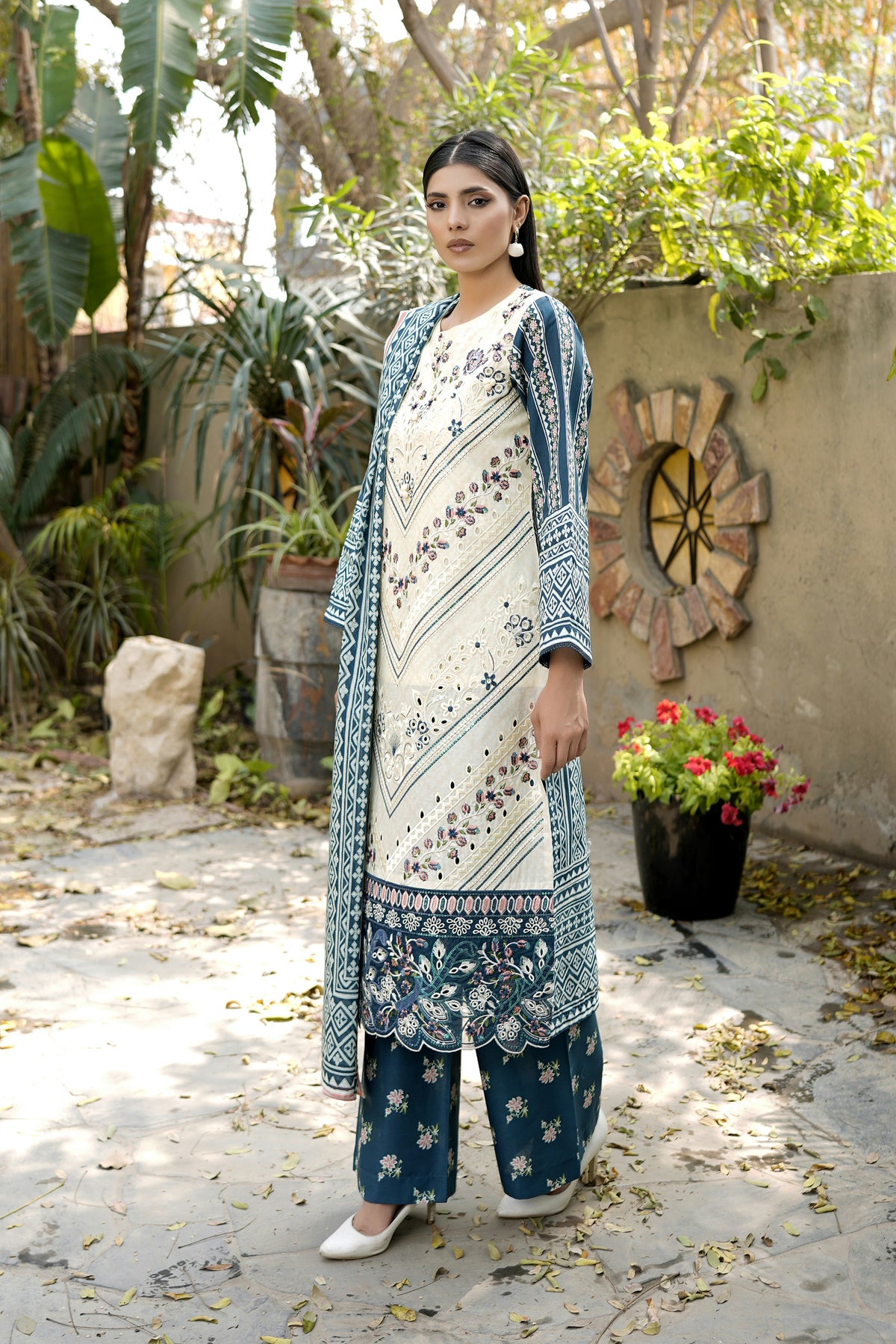 3 Piece Slate Teal suite-Embroidered