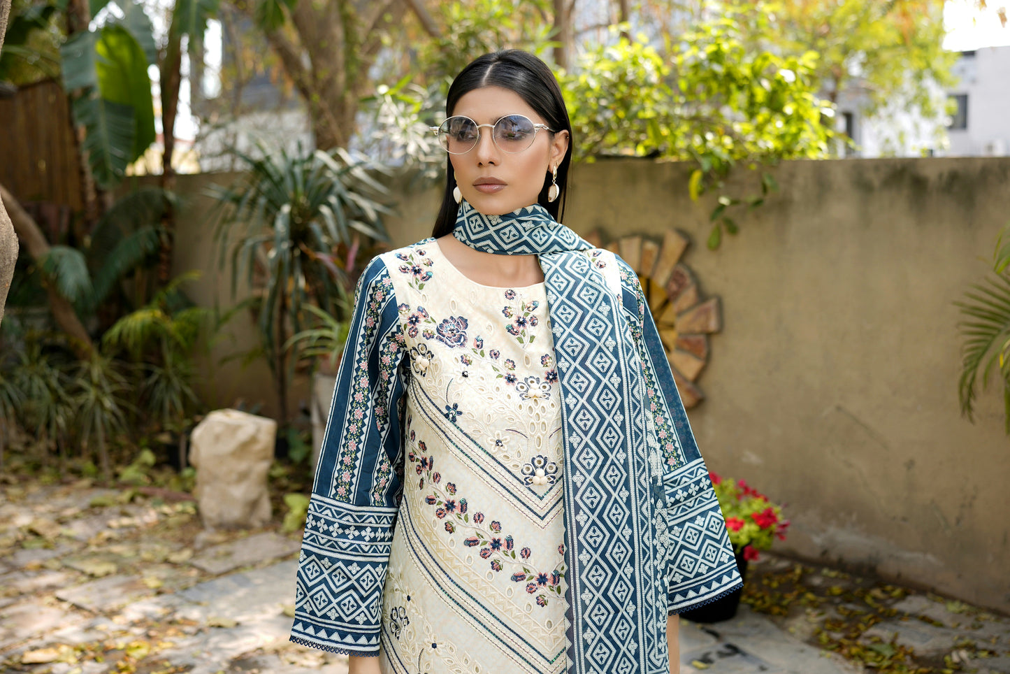 3 Piece Slate Teal suite-Embroidered