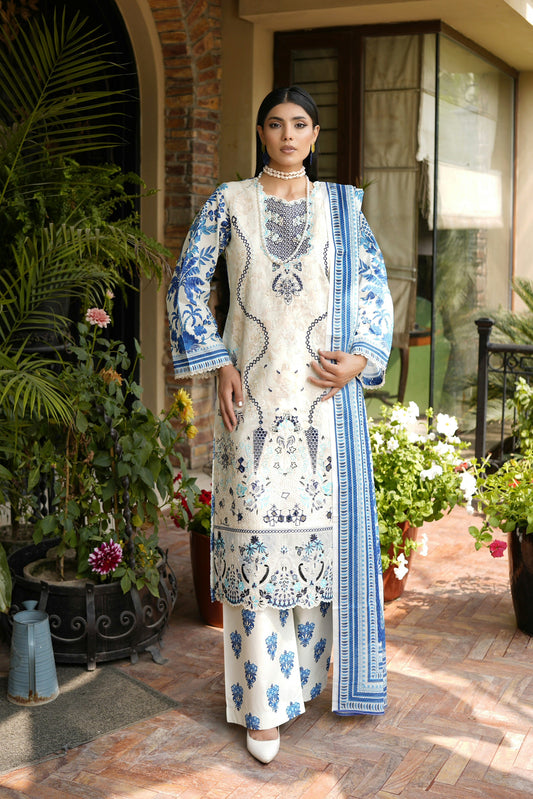 Embroidered  3 Piece Ivory Cream suite