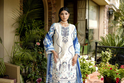 Embroidered  3 Piece Ivory Cream suite