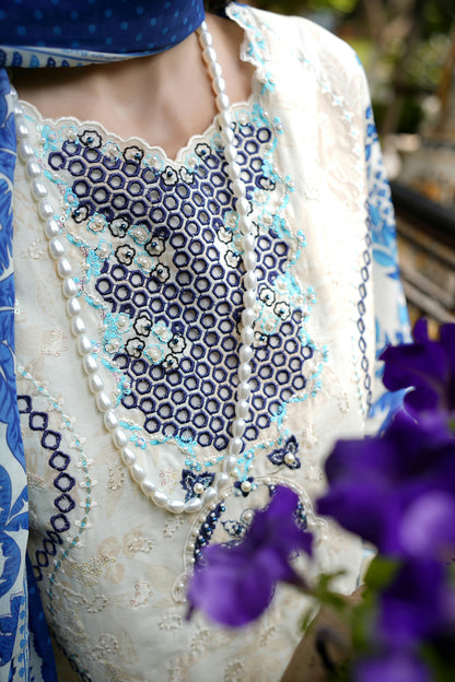Embroidered  3 Piece Ivory Cream suite