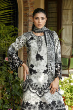 3 Piece Embroidered Black Floral Suit